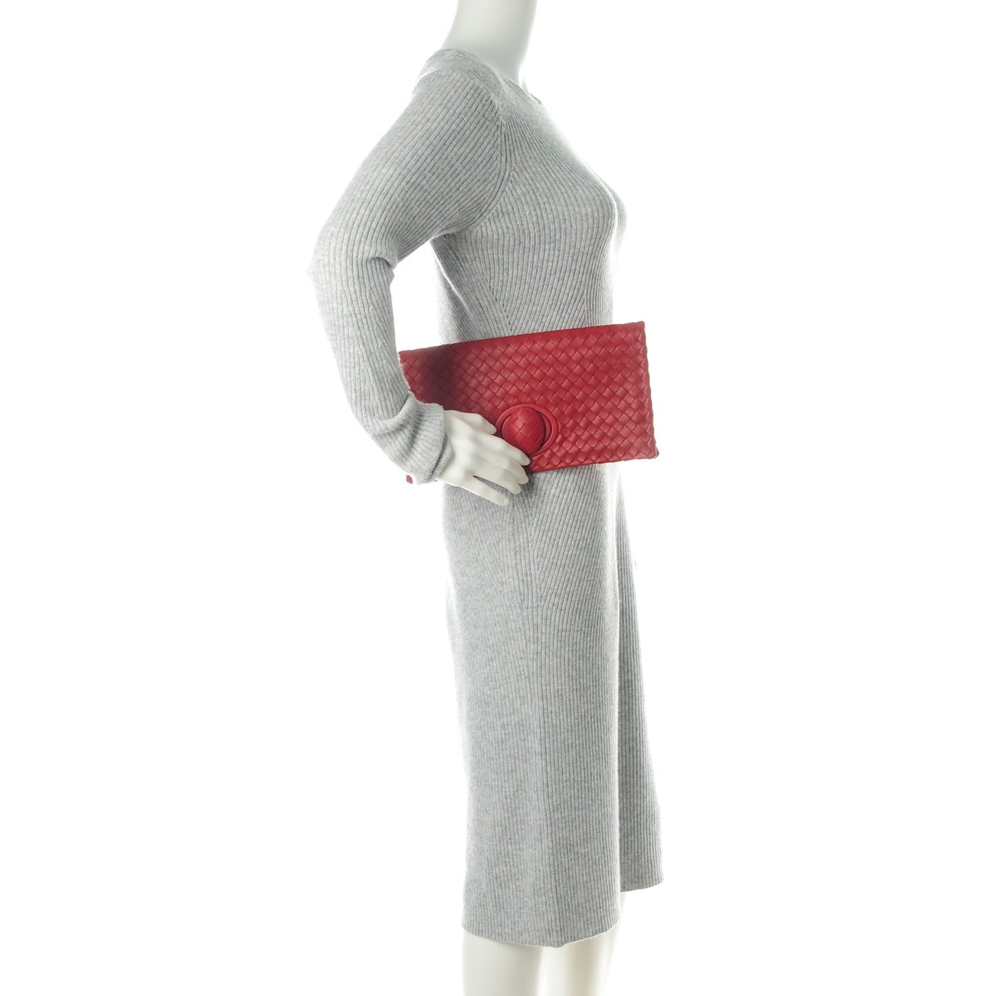 Nappa Intrecciato Turnlock Clutch Blood