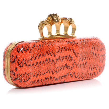 Alexander McQueen Whipsnake Skull Knucklebox Clutch Orange 3 of 8