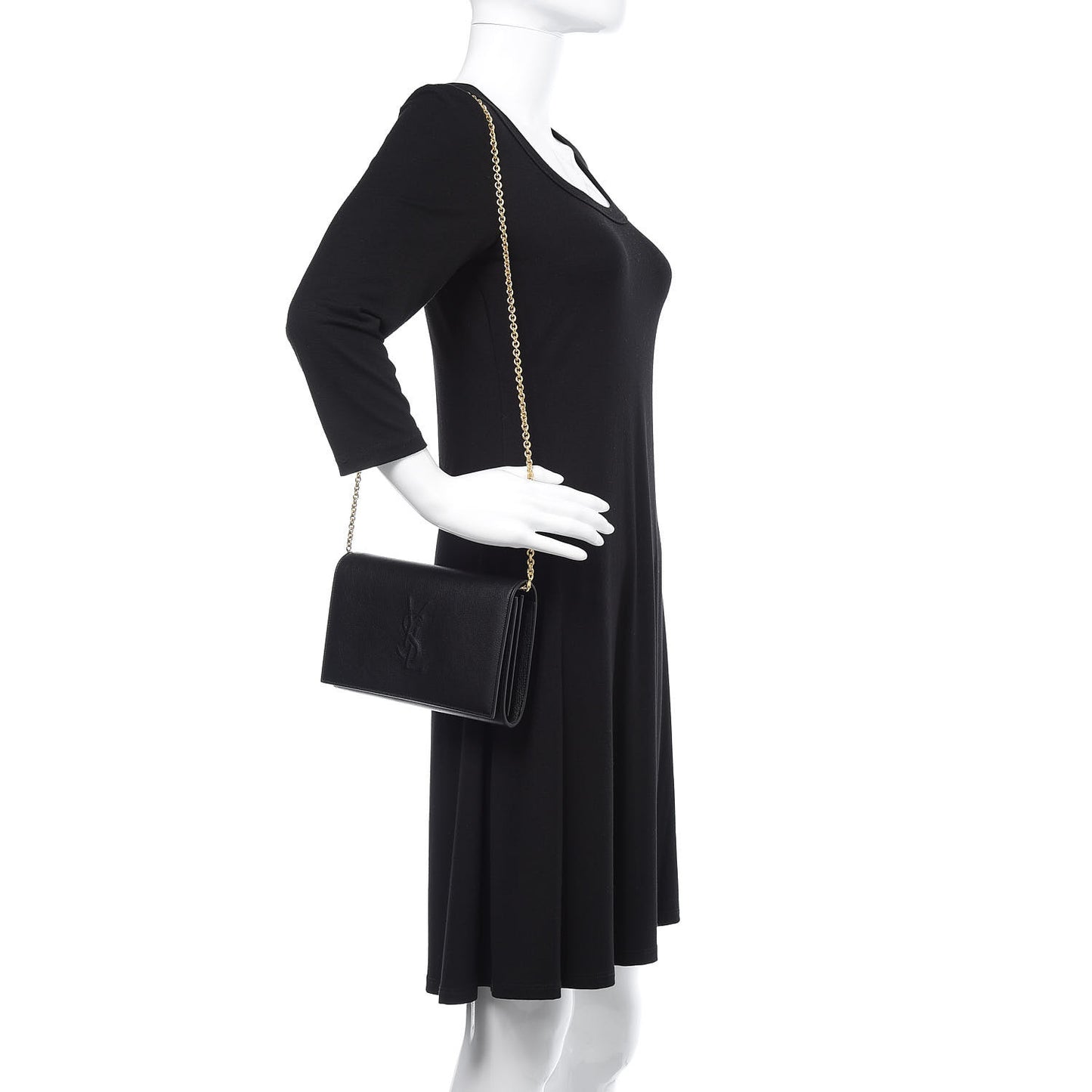 Calfskin Monogram Belle de Jour Chain Clutch Black