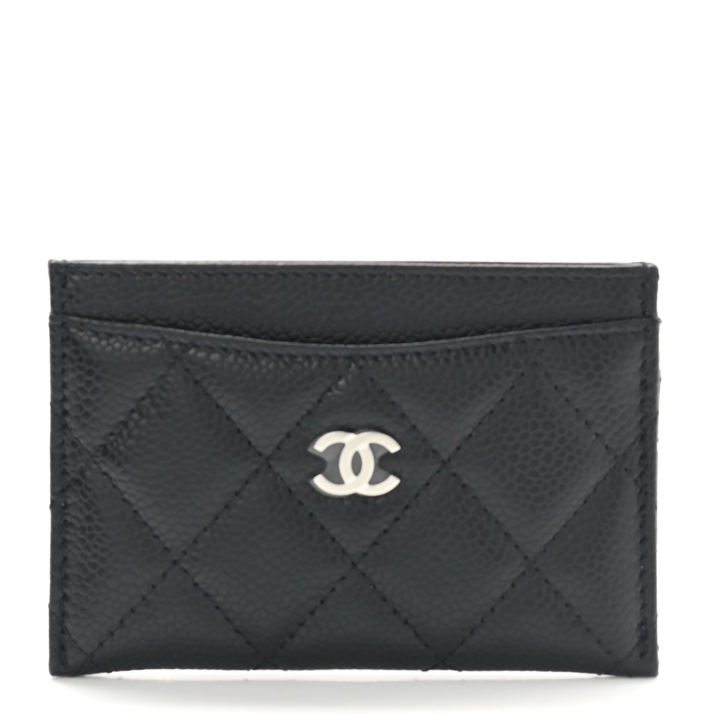 Caviar Quilted Card Holder Black