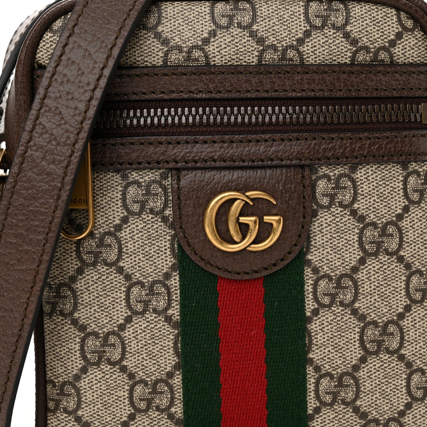 Gucci GG Supreme Monogram Web Mini Ophidia Messenger Brown 8 of 10