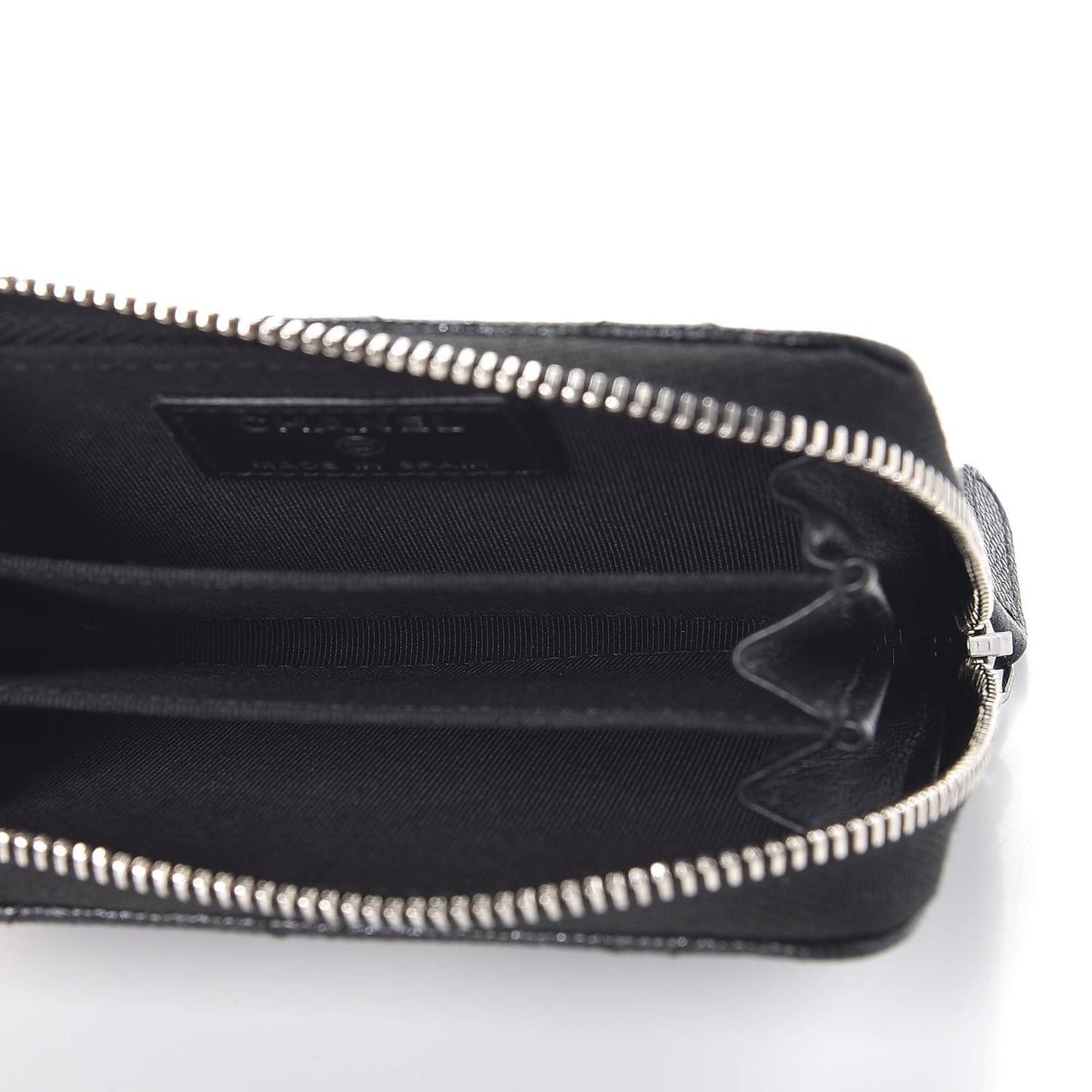 Iridescent Caviar Quilted Zip Coin Purse Black