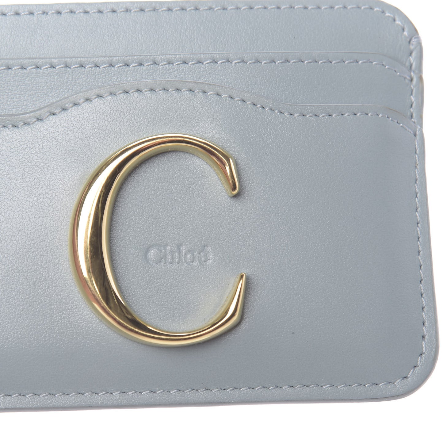 Calfskin C Card Holder Faded Blue