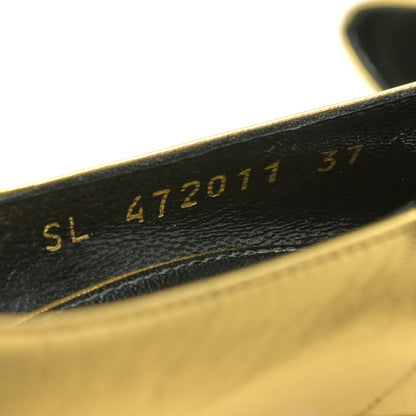 Saint Laurent Calfskin Opyum 100 Pumps 37 Gold 10 of 11