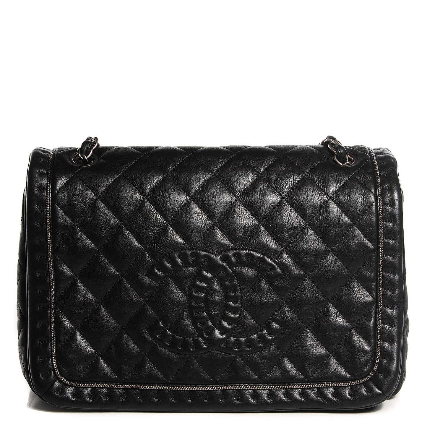 Calfskin Quilted Large Istanbul Flap Black