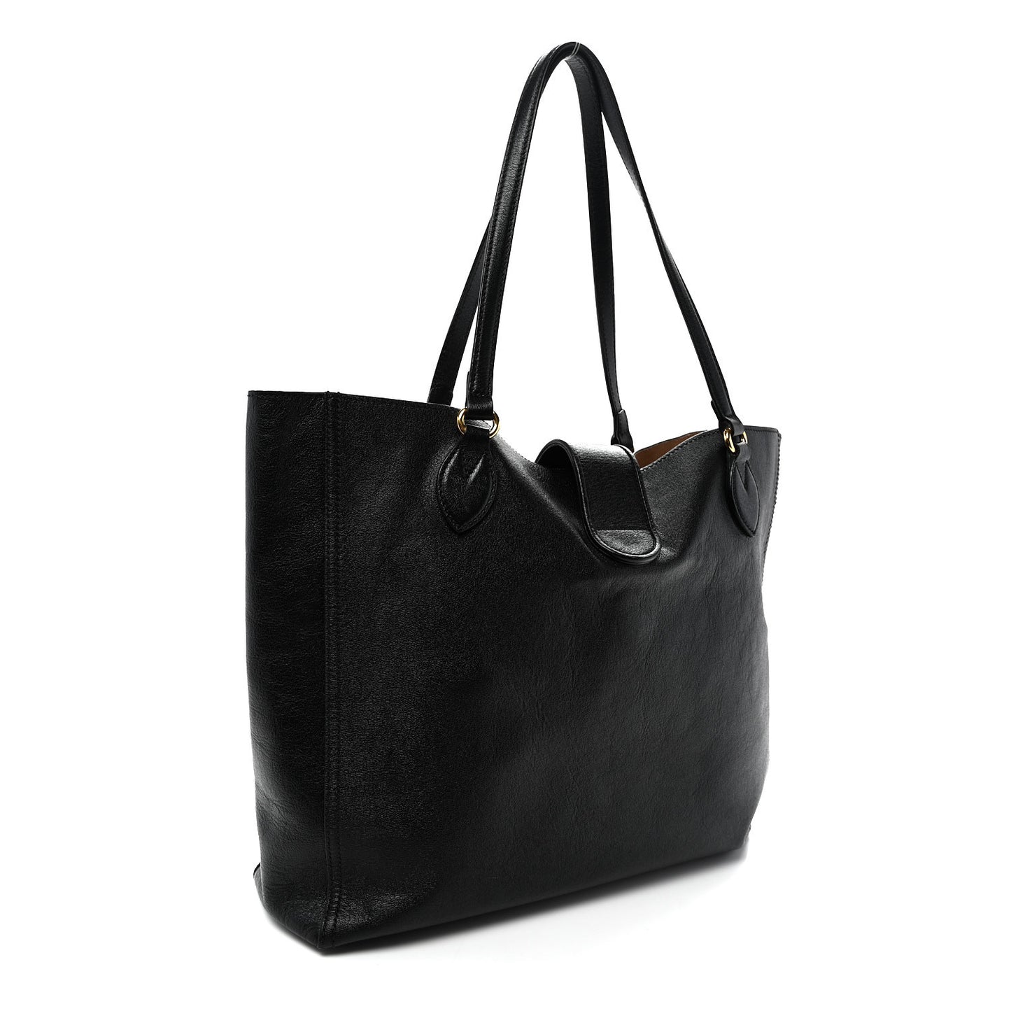 New Sakai Calfskin Lux Medium Dahlia Tote  Black