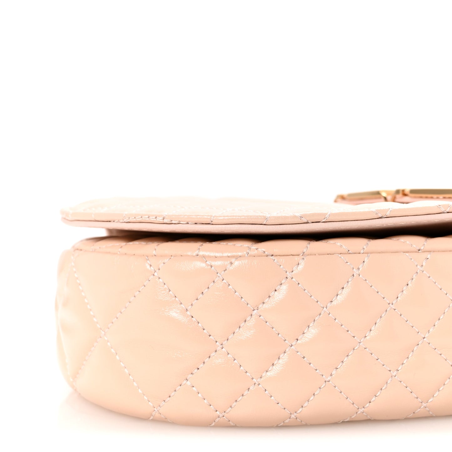 Patent Quilted Greca Goddess Shoulder Bag Light Pink