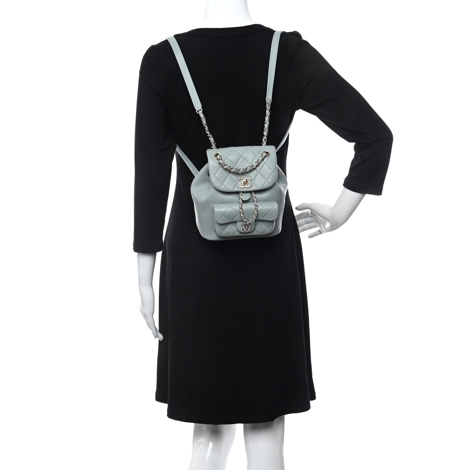 Chanel Lambskin Quilted Small Duma Drawstring Backpack Light Blue 2 of 11