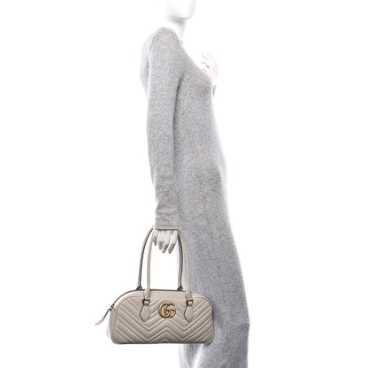 Gucci Calfskin Matelasse Medium GG Marmont East West Shoulder Bag Mystic White 2 of 10