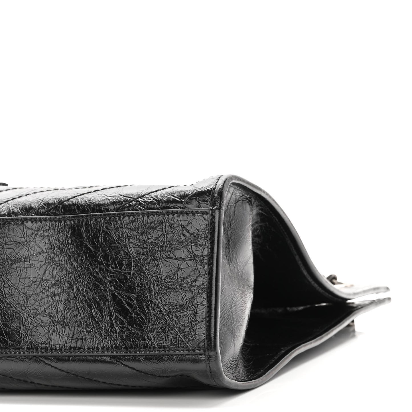 Crinkled Calfskin Matelasse Monogram Niki Shoulder Bag Black