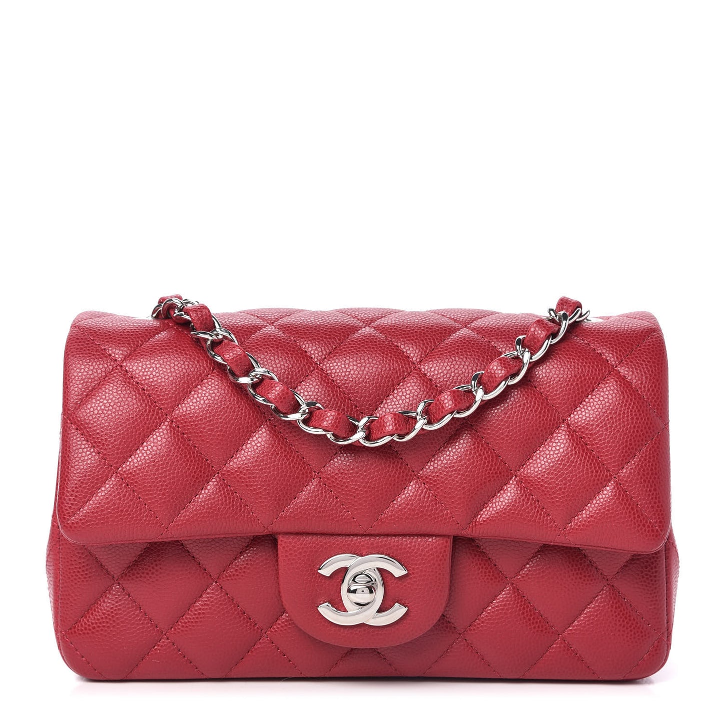 Caviar Quilted Mini Rectangular Flap Dark Pink