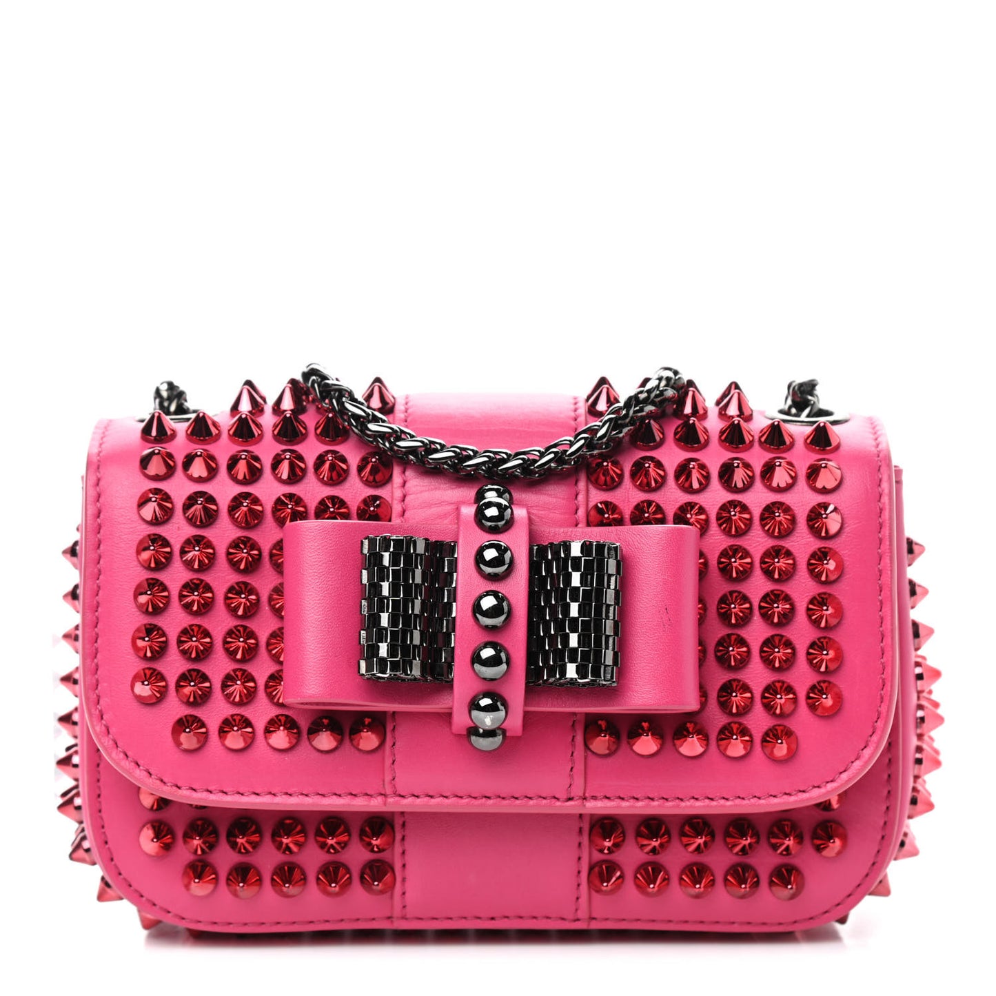 Calfskin Spiked Sweety Charity Crossbody Bag Pink