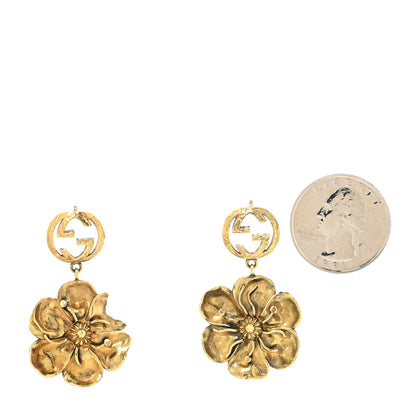 Gucci Metal GG Flower Drop Earrings Gold 2 of 4