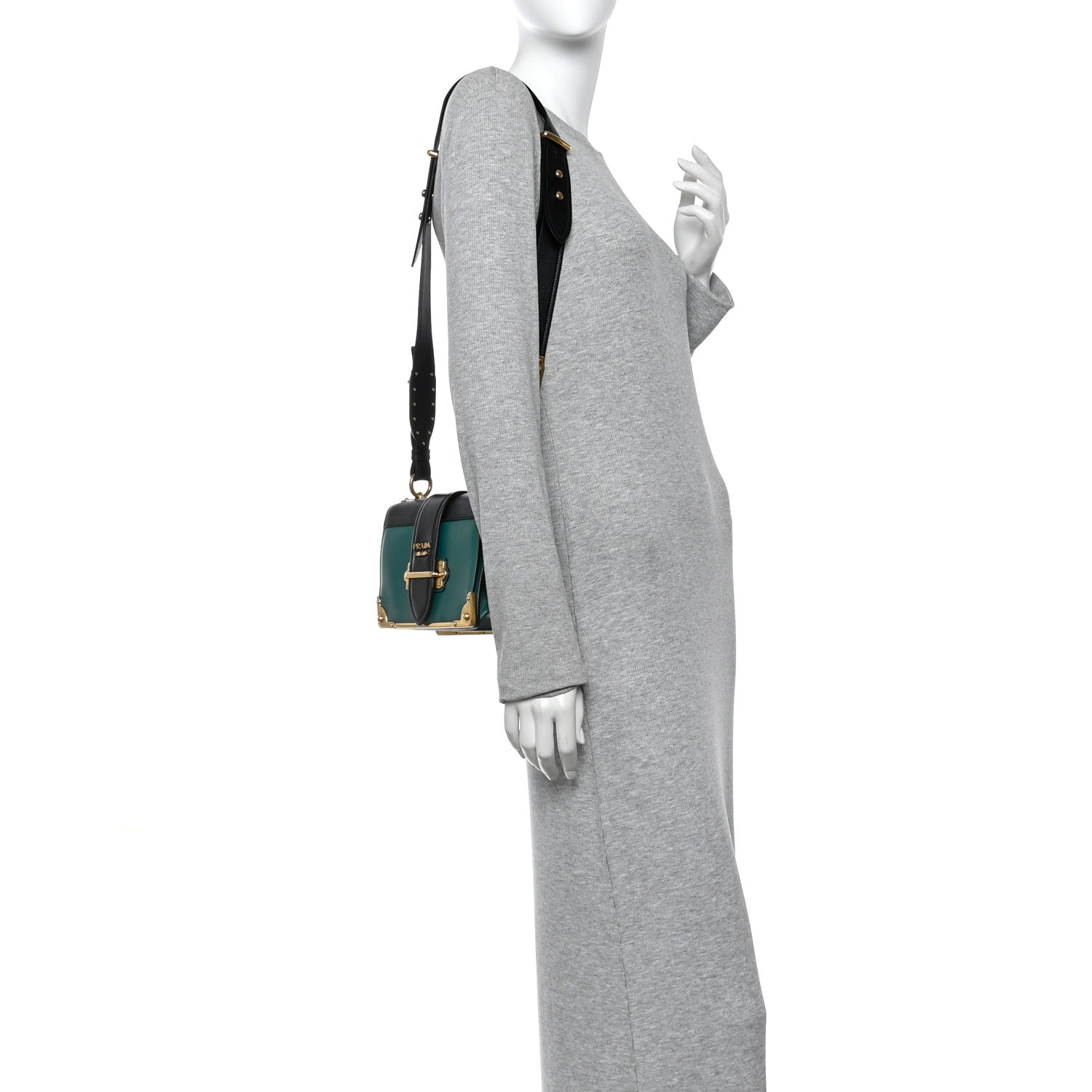 Prada City Calf Saffiano Cahier Bag Biliardo Black 2 of 10