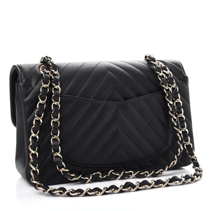 Chanel Caviar Chevron Quilted Small Double Flap Black 2 of 10