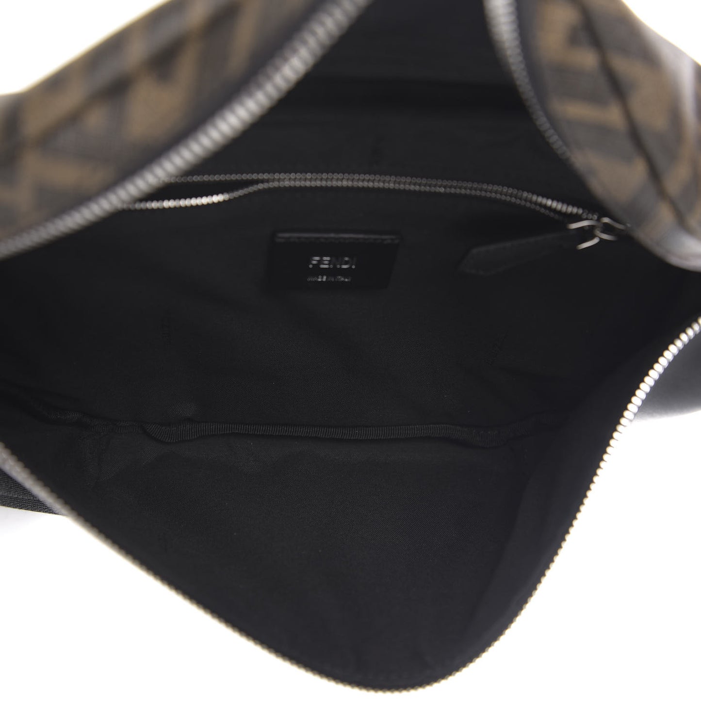 Glazed Fabric Vitello Liberty FF 1974 Diagonal Belt Bag Tobacco Moresco Black
