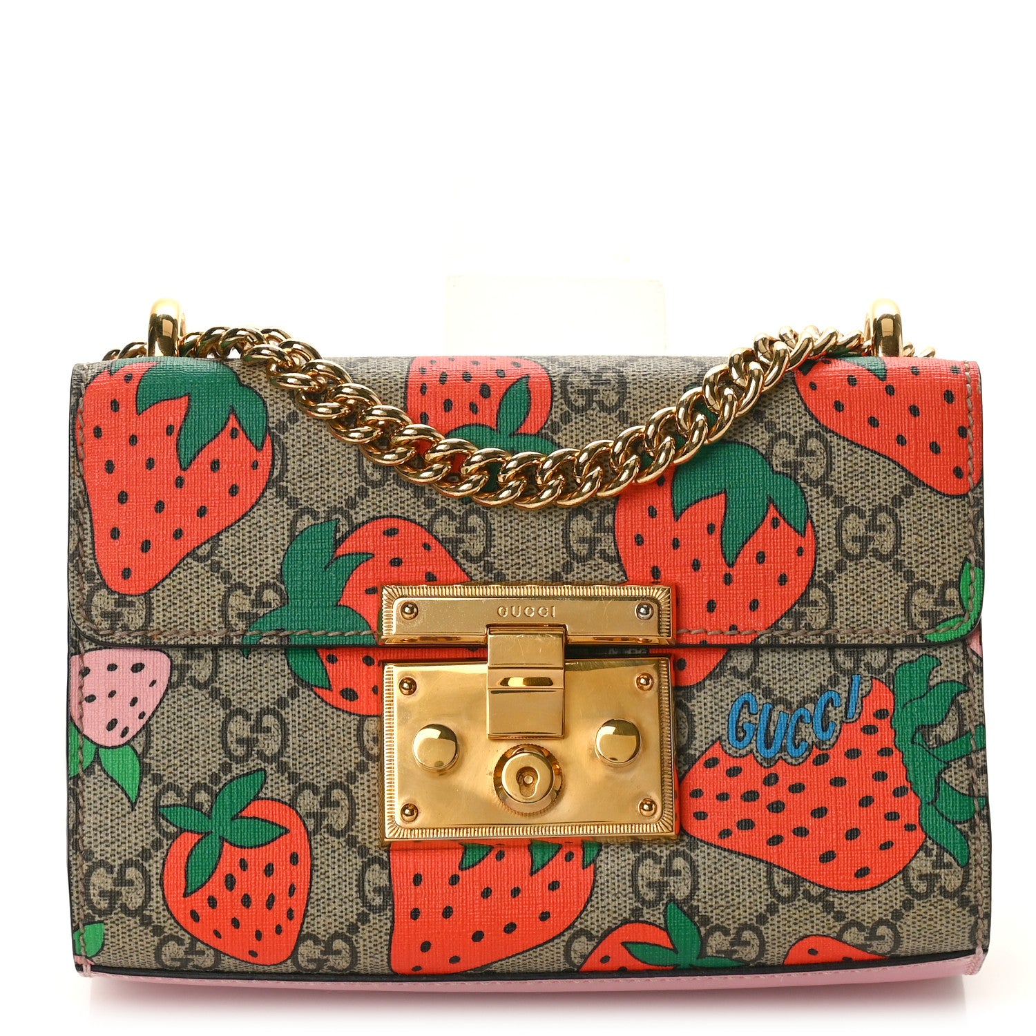 Gucci GG Supreme Monogram Strawberry Small Padlock Shoulder Bag 1 of 10