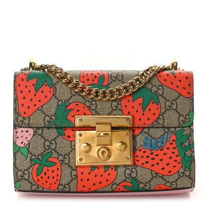 Gucci GG Supreme Monogram Strawberry Small Padlock Shoulder Bag 1 of 10