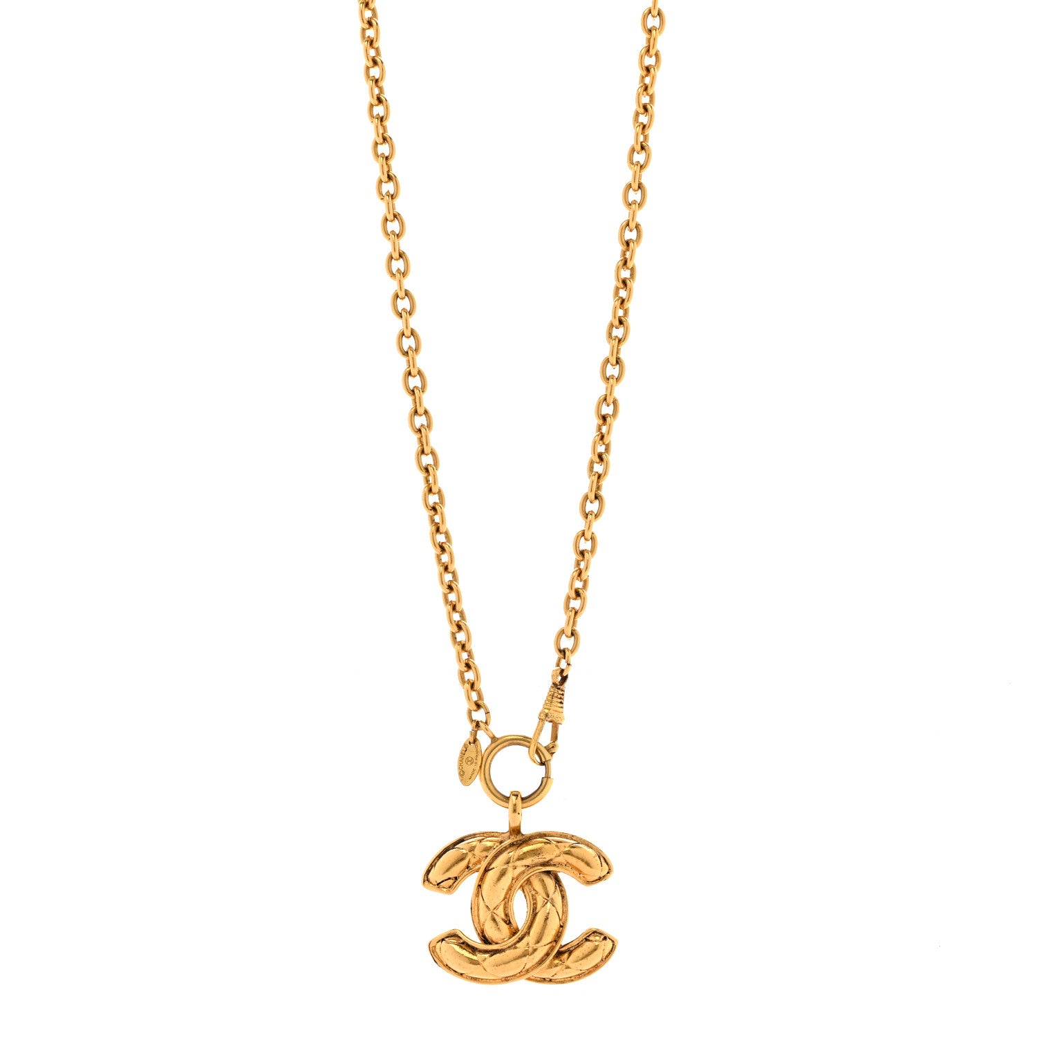 Chanel Metal Quilted CC Long Necklace Gold 1 of 7