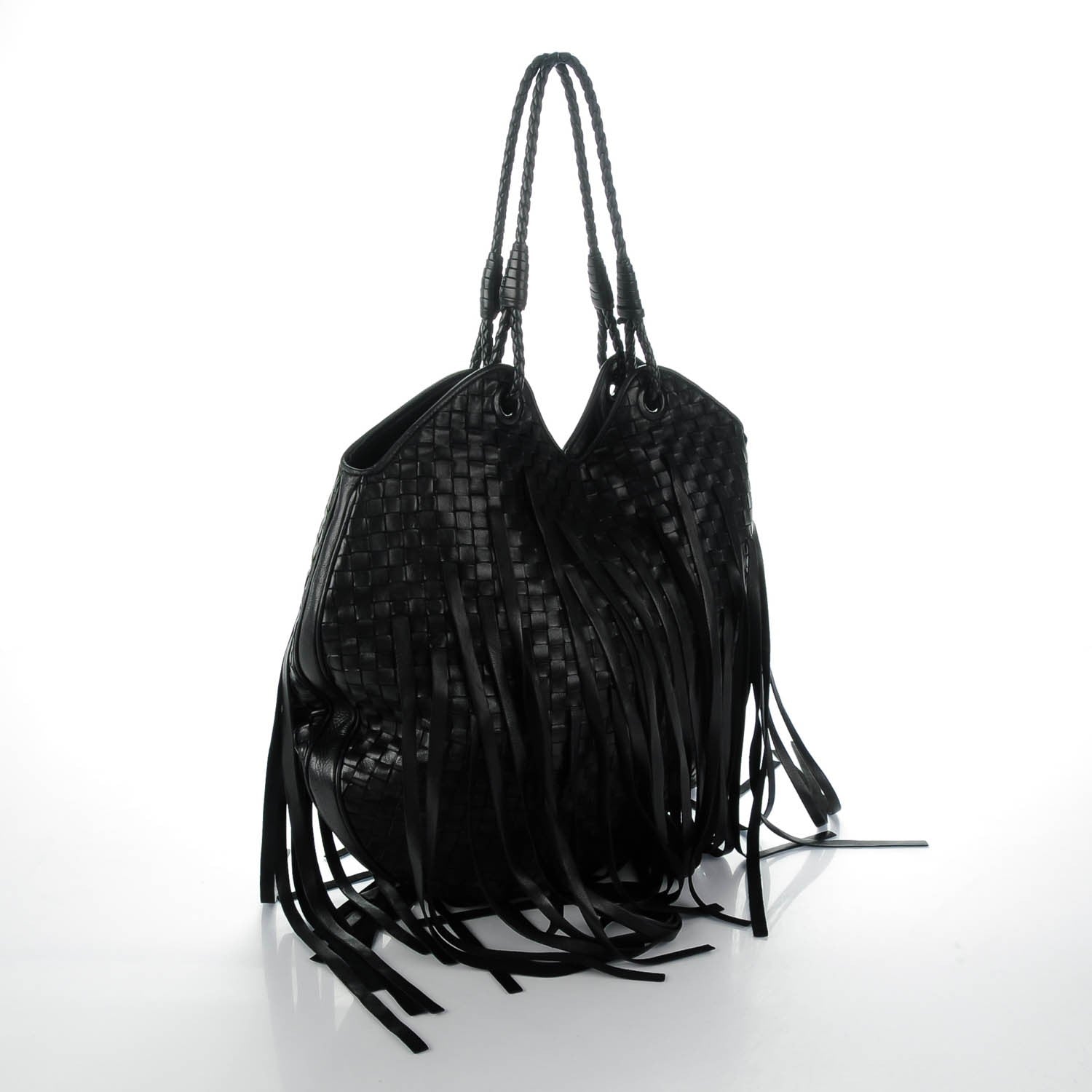 Bottega Veneta Vintage Nappa Intrecciato Fringe Hobo Nero Black 3 of 8