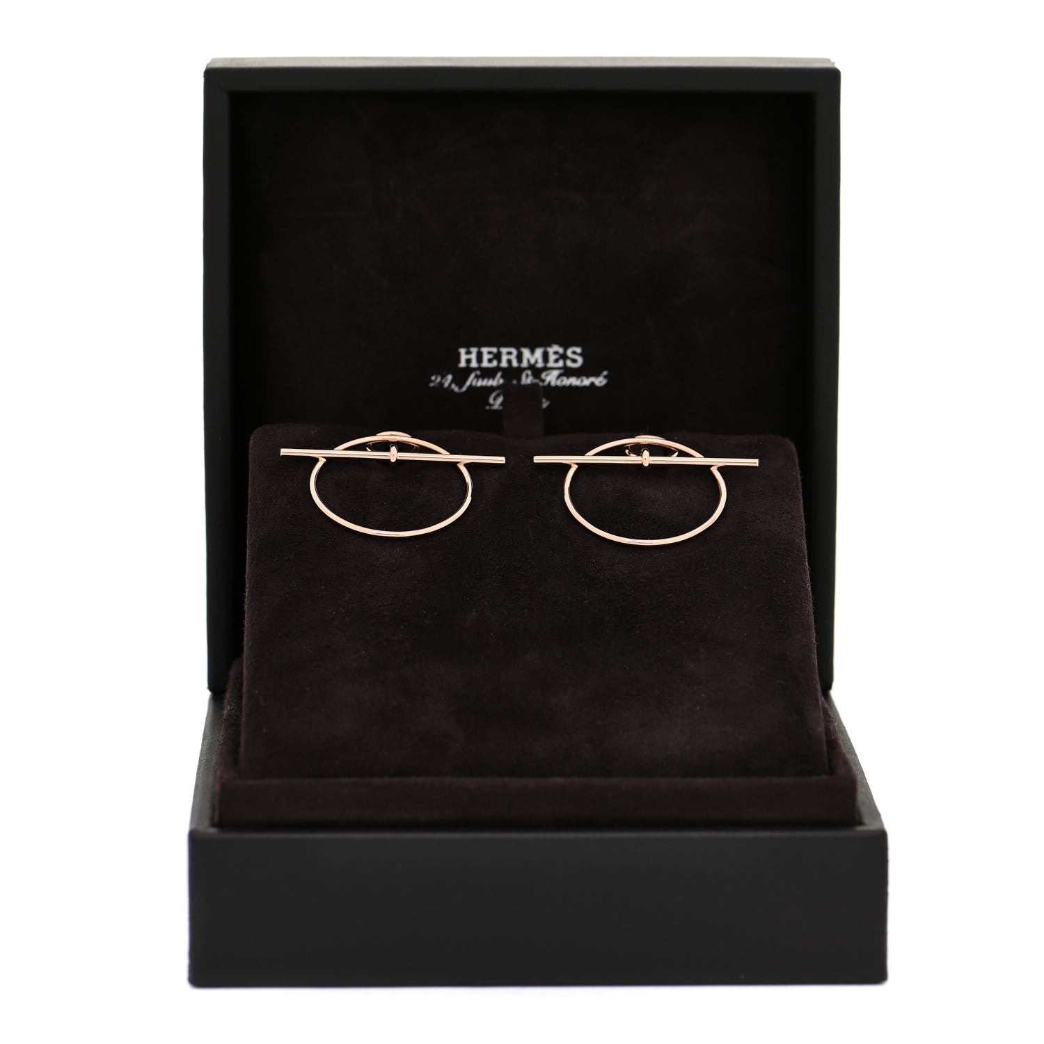 Hermes 18K Rose Gold PM Loop Earrings 6 of 6