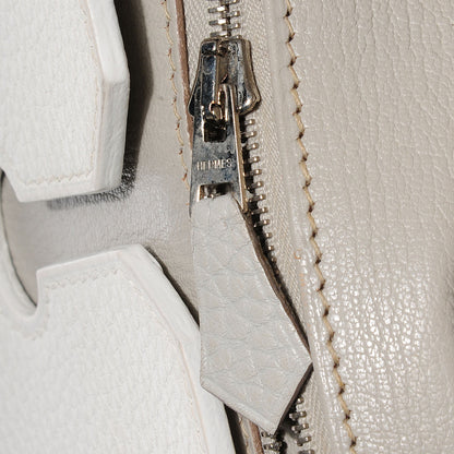 Hermes Taurillon Clemence Lizard Club Birkin 35 Blanc Gris Perle Sanguine 16 of 23