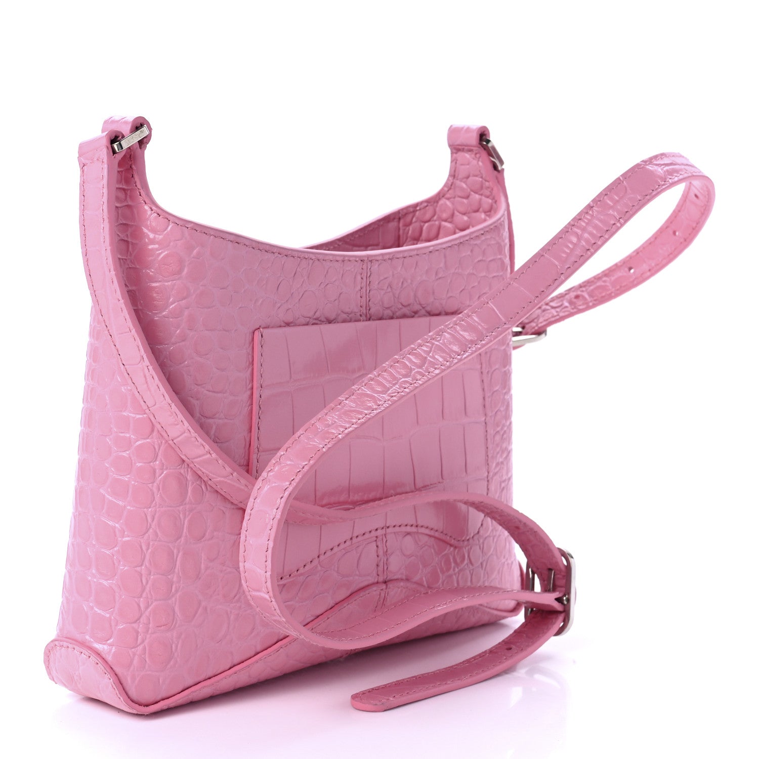 Balenciaga Shiny Super Supple Calfskin Crocodile Embossed Small XX Bag Sweet Pink 2 of 8
