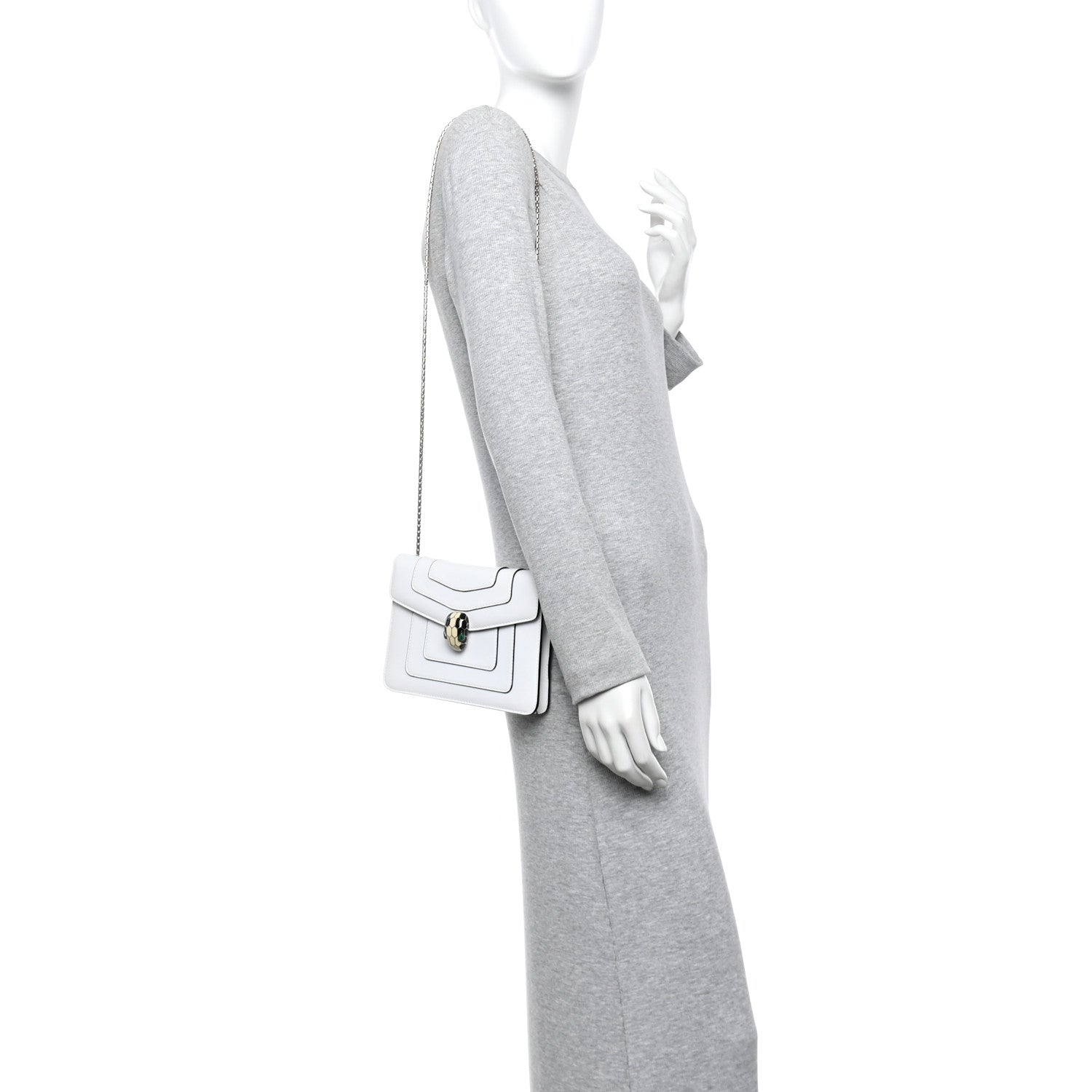 BVLGARI ホワイトハンドバッグ Bulgari Calfskin Small Serpenti Forever Crossbody Bag White Agate