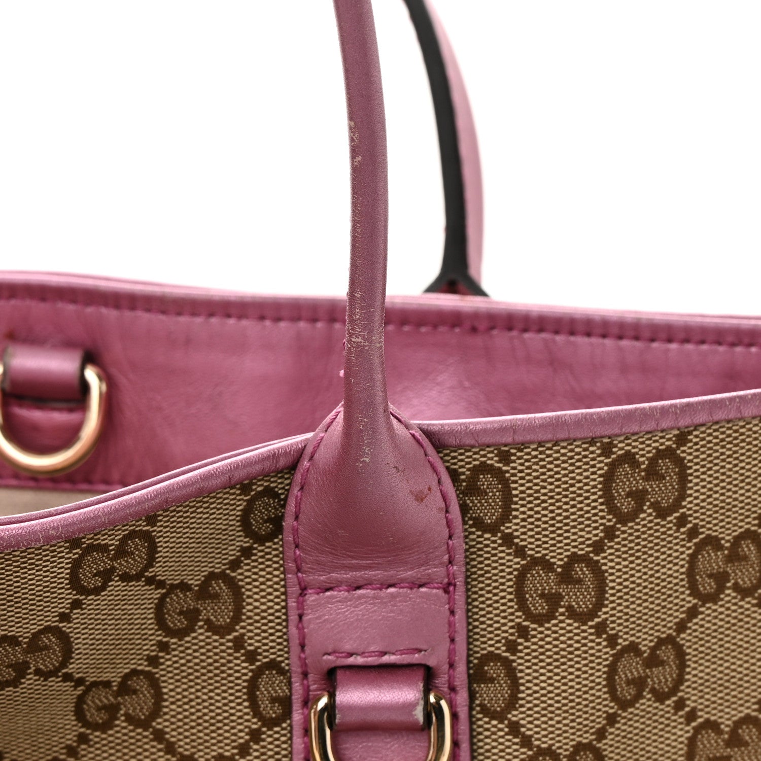 Gucci Monogram Large Heart Bit Charm Top Handle Tote Pink 15 of 23