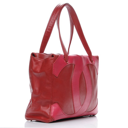 Chanel Calfskin CC Stitched Tote Red 3 of 14