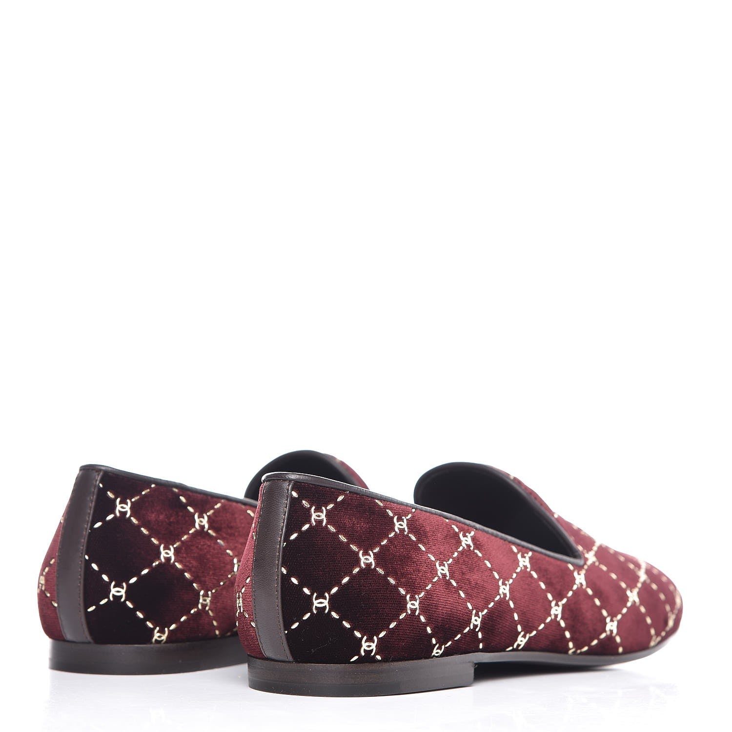 Chanel Velvet Moccasin Loafers 40 Burgundy 8 of 9