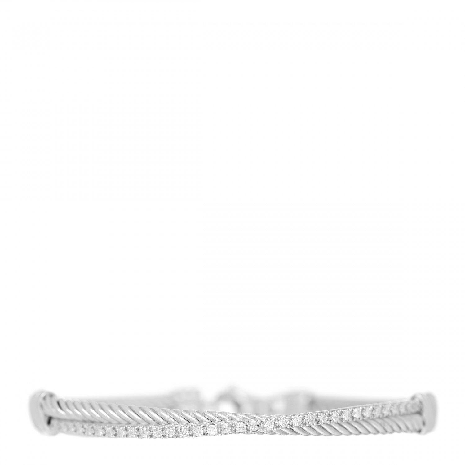 David Yurman Sterling Silver Diamond 3mm Crossover Bracelet 1 of 3