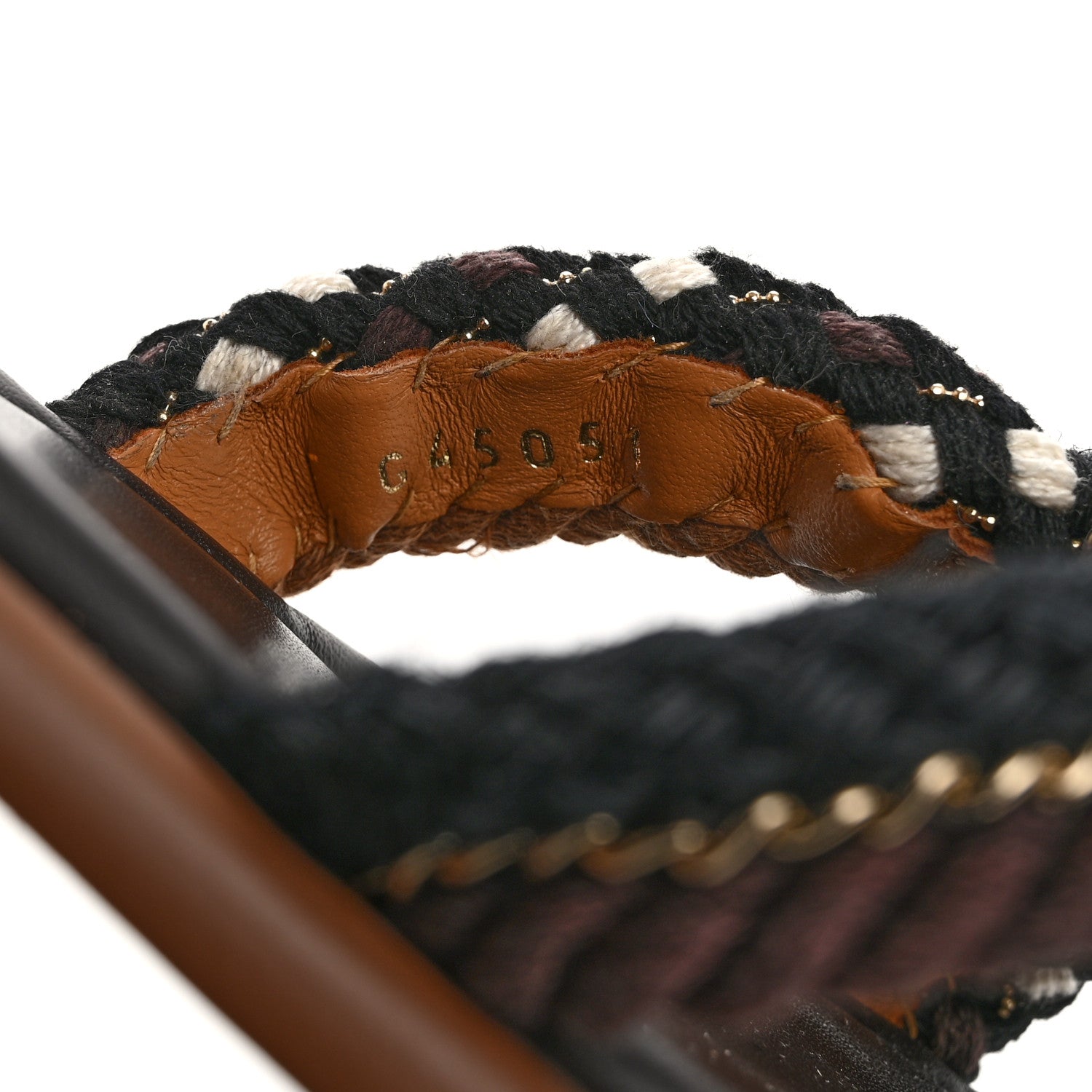 Chanel Lambskin Cord Chain CC Sandals 38.5 Brown Black Ivory 9 of 14