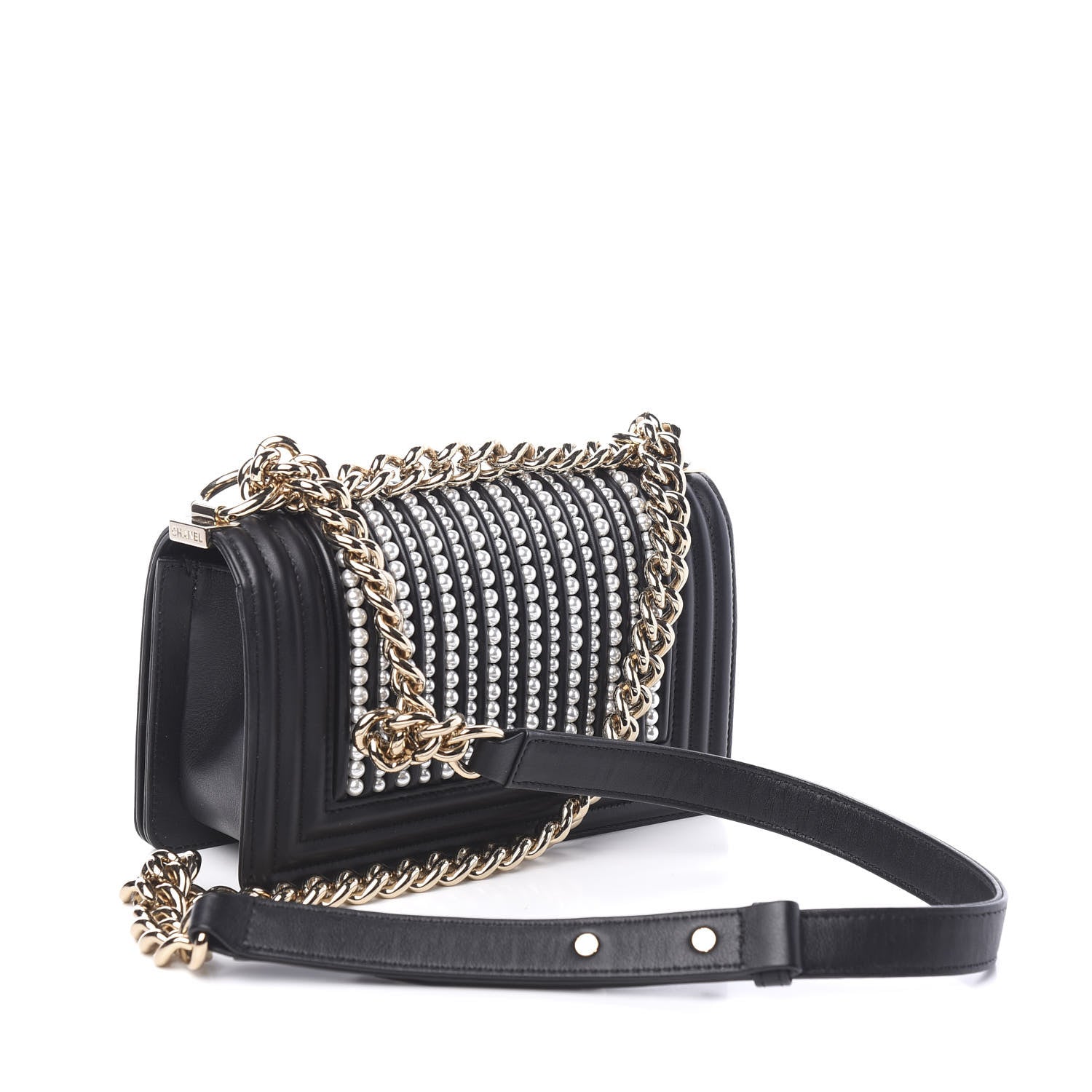 Chanel Calfskin Pearl Small Boy Flap Black 2 of 10