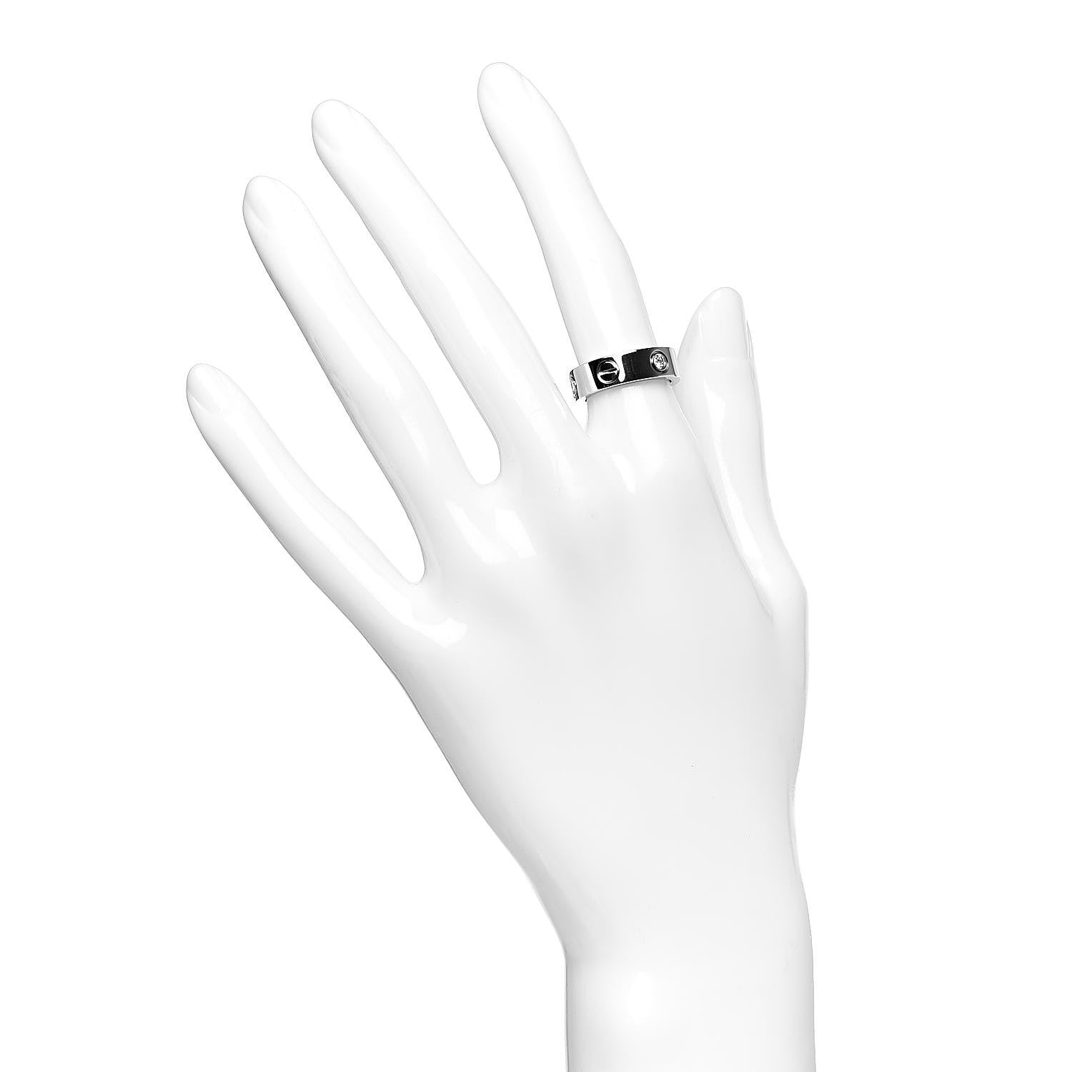 Cartier 18K White Gold 3 Diamond 5.5mm LOVE Ring 49 4.75 2 of 6