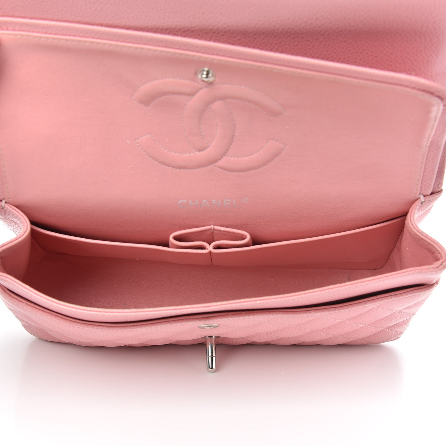 Caviar Quilted Medium Double Flap Pink