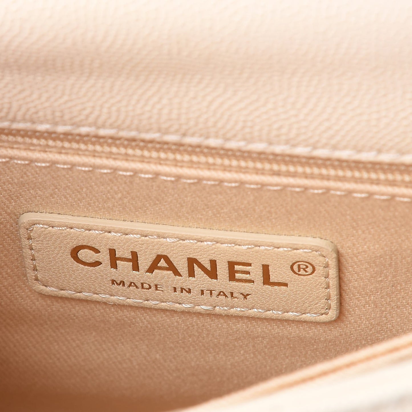 Caviar Quilted Mini Coco Handle Flap Light Beige