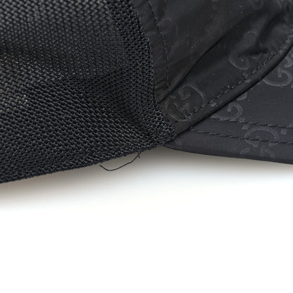 Gucci Nylon Light Mesh Dollar Calfskin GG Monogram Baseball Hat S Black 6 of 8