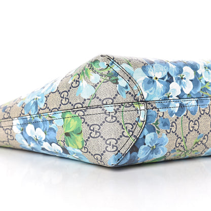 Gucci GG Supreme Monogram Blooms Small Reversible Tote Beige Blue Navy 11 of 16