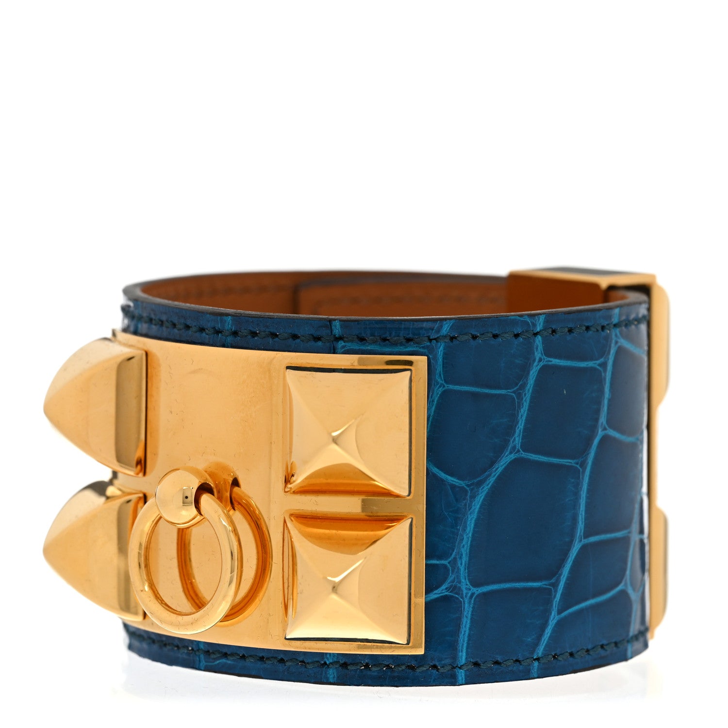Hermes Shiny Alligator Collier De Chien CDC Bracelet S Bleu Izmir 1 of 7
