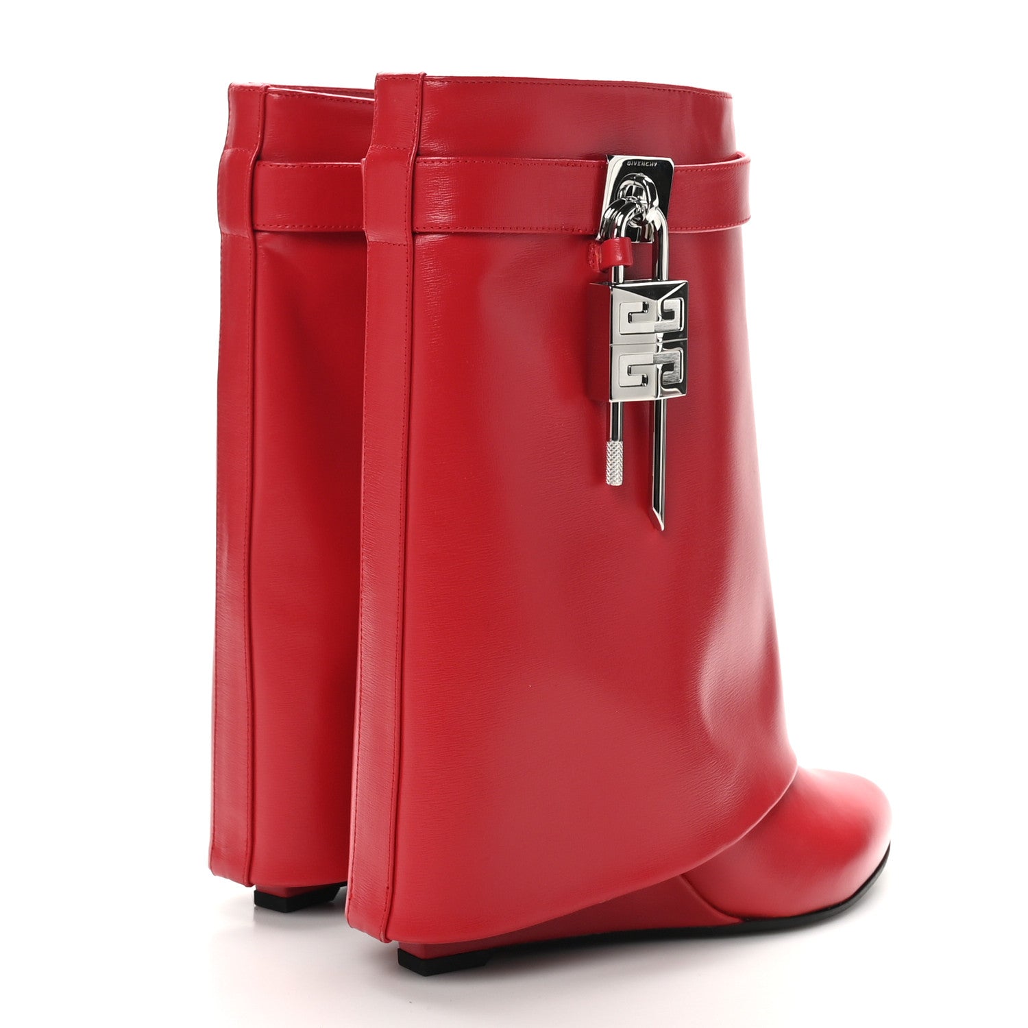 Givenchy Calfskin Shark Lock Ankle Boots 37 Red 5 of 8