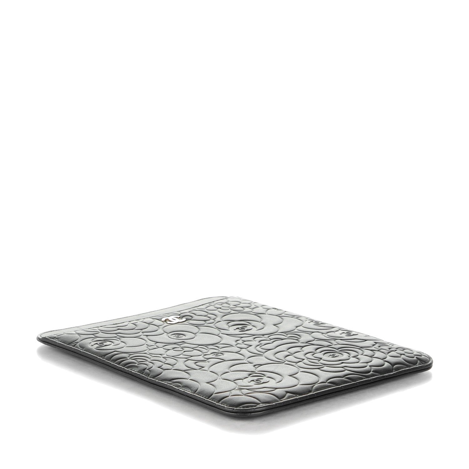 Chanel Lambskin Camellia Embossed iPad Case Black 4 of 8