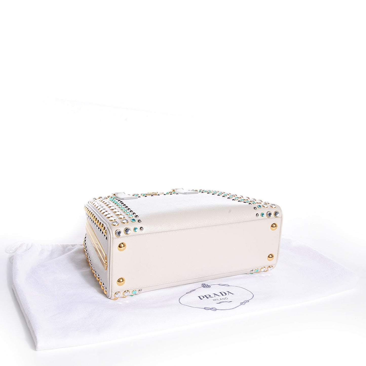 Saffiano Vernice Crystal Pyramid Bag White