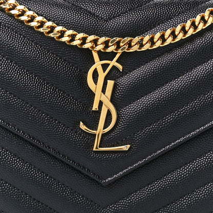 Saint Laurent Grain De Poudre Matelasse Chevron Monogram Chain Wallet Black 7 of 10