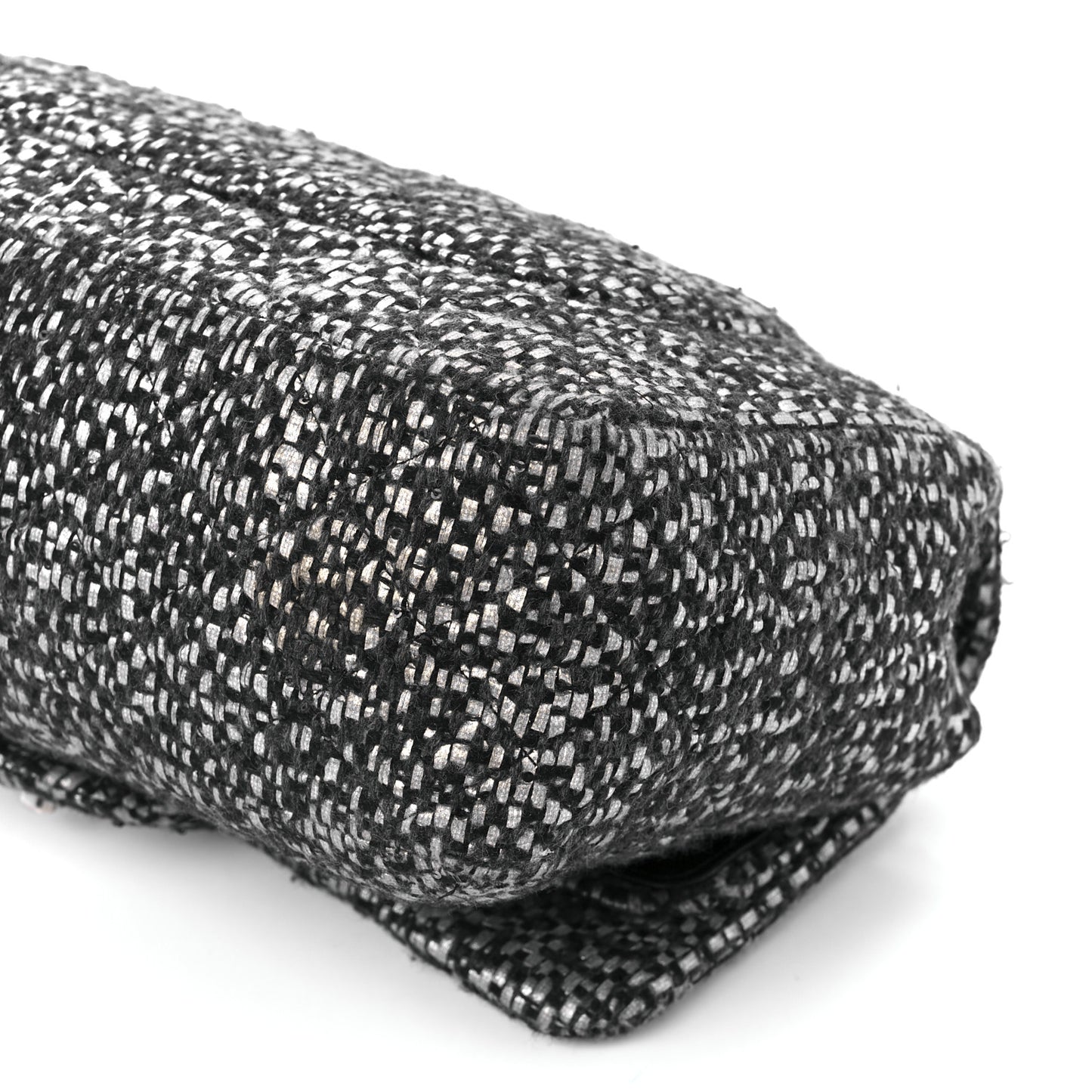 Sequin Tweed Jumbo Double Flap Black Grey