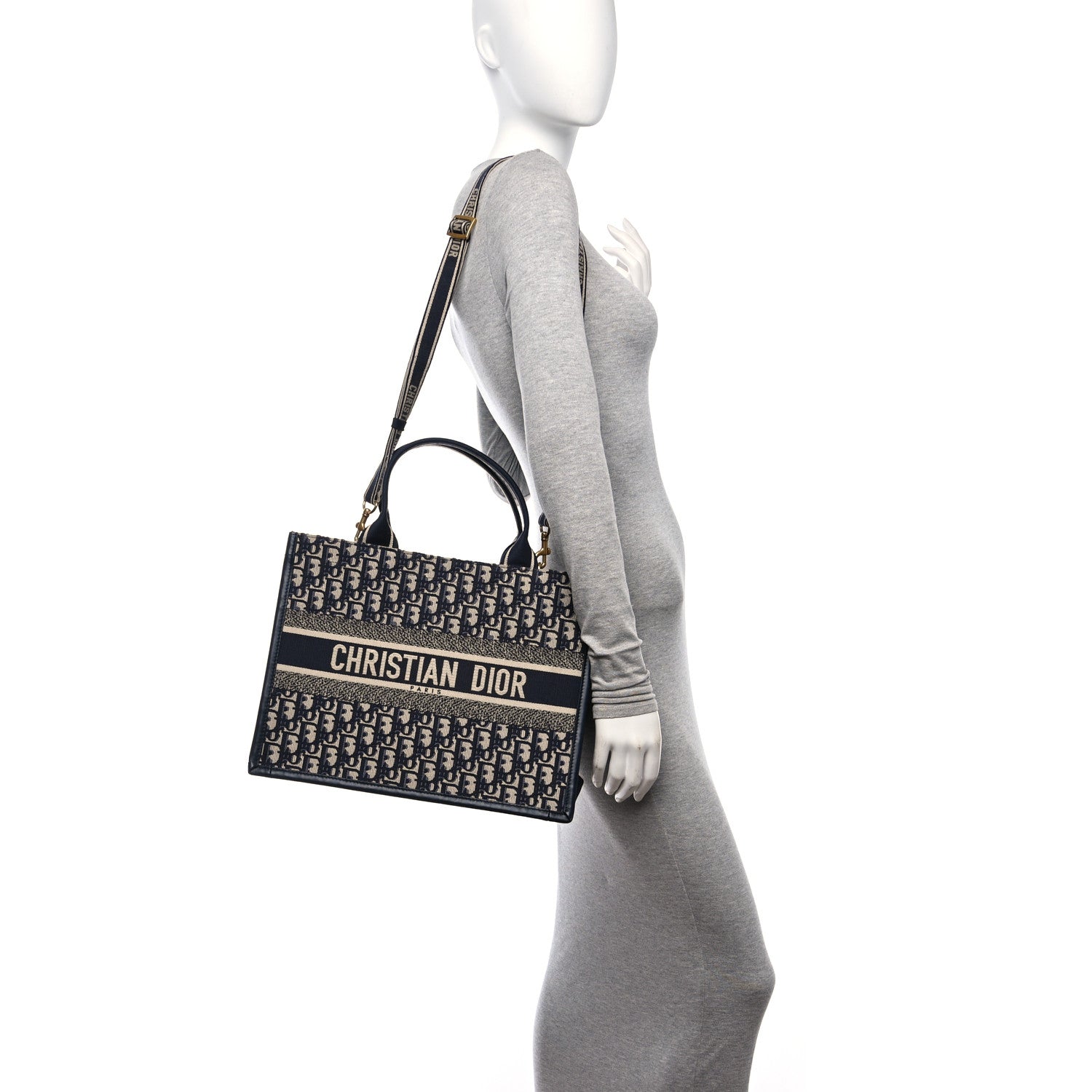 Christian Dior Oblique Calfskin Medium Book Tote With Strap Blue Multicolor 2 of 10