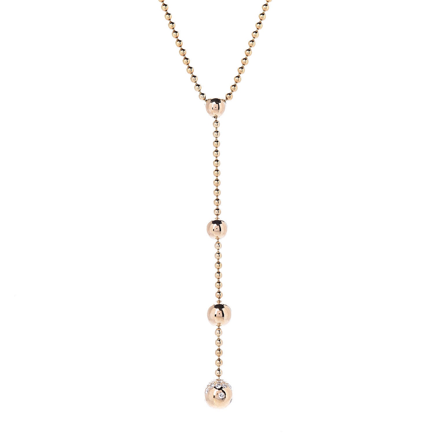 Cartier 18K Yellow Gold Diamond Beaded Lariat Chain Necklace 4 of 6