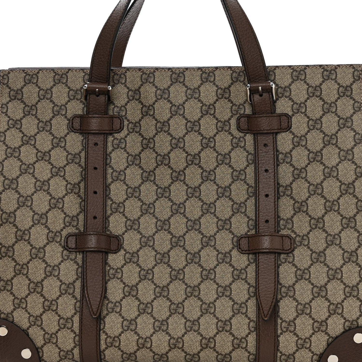 Gucci GG Supreme Monogram Textured Dollar Calfskin Medium Detail Tote Beige Ebony New Acero 8 of 18