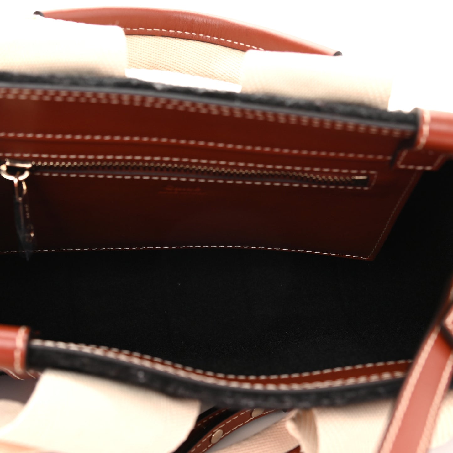 Felt Calfskin Small Woody Ribbon Tote With Strap Black