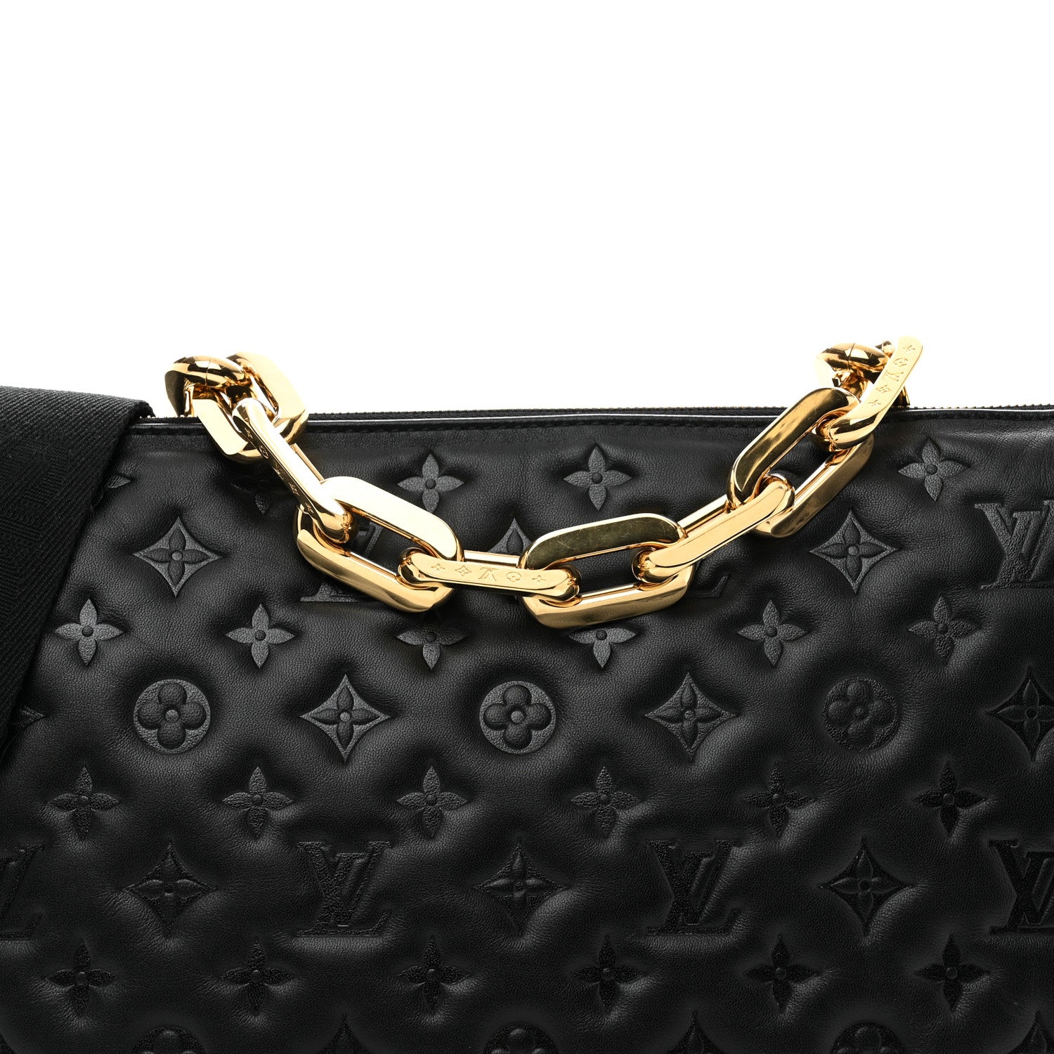 Louis Vuitton Lambskin Embossed Monogram Coussin MM Black 5 of 11